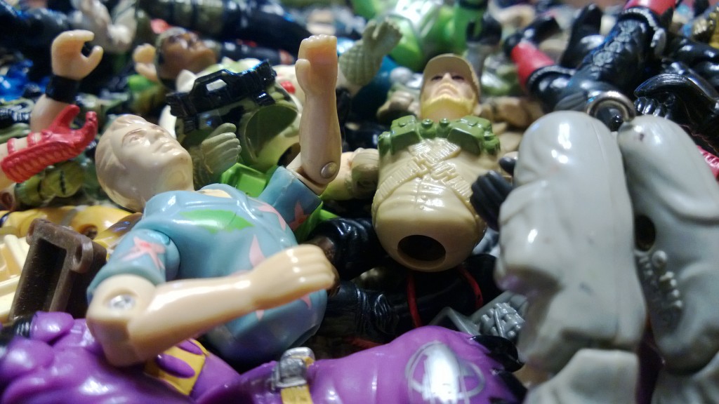 My assortment of unassembled G.I. Joe action figures